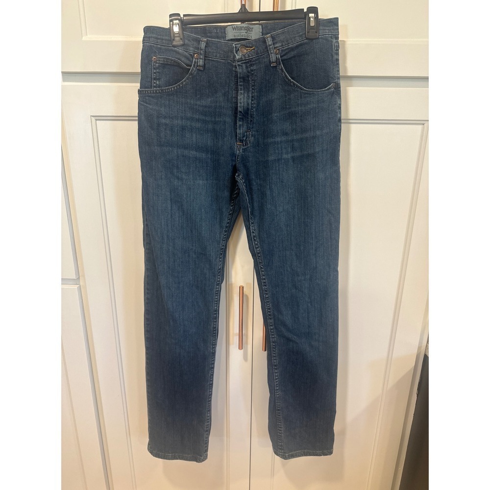 Wrangler Authentics Mens Jeans Regular Fit Straight Leg Blue Denim 31x34